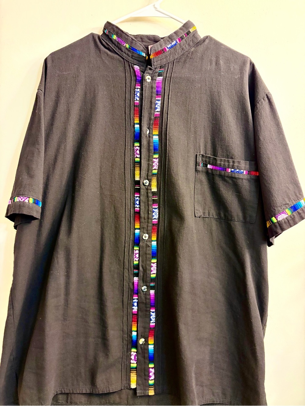 Artisanal Mexican Guayabera Boho Cotton Shirt - XL